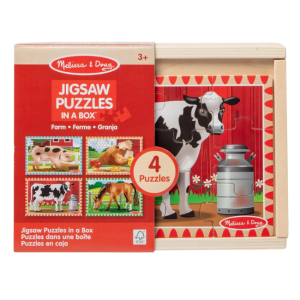 Melissa + Doug – 4 Jigsaw Puzzles in a Box: Farm