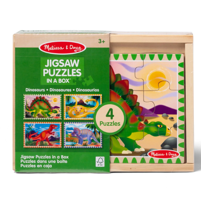 Melissa + Doug – 4 Jigsaw Puzzles in a Box_ Dinosaurs