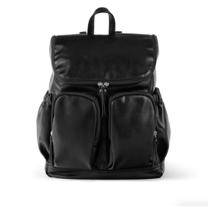 OiOi - Faux Leather Nappy Backpack: Black