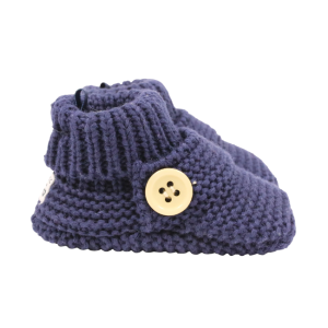 Korango - Knitted Button Booties: Navy