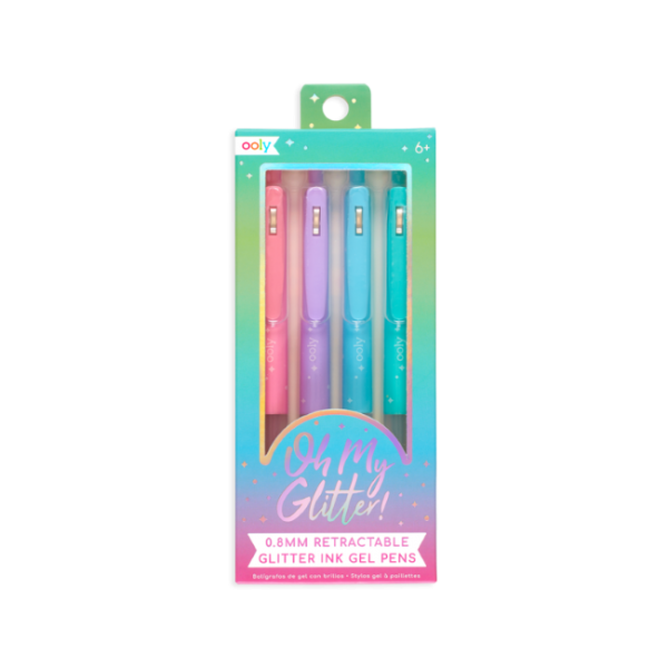 ooly - oh my glitter! retractable gel pens - set of 4