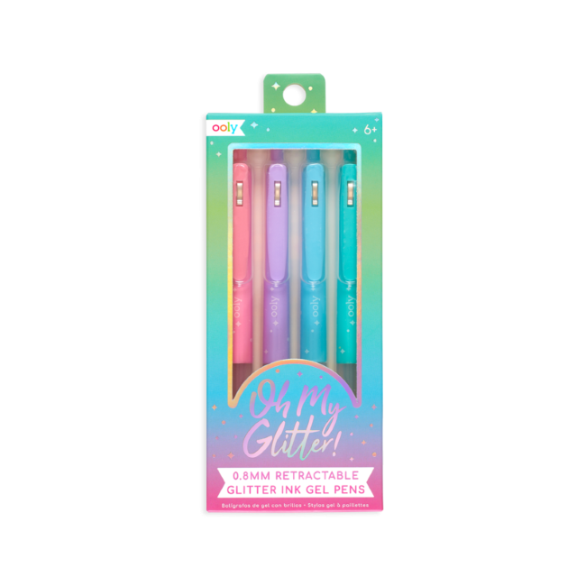 ooly - oh my glitter! retractable gel pens - set of 4