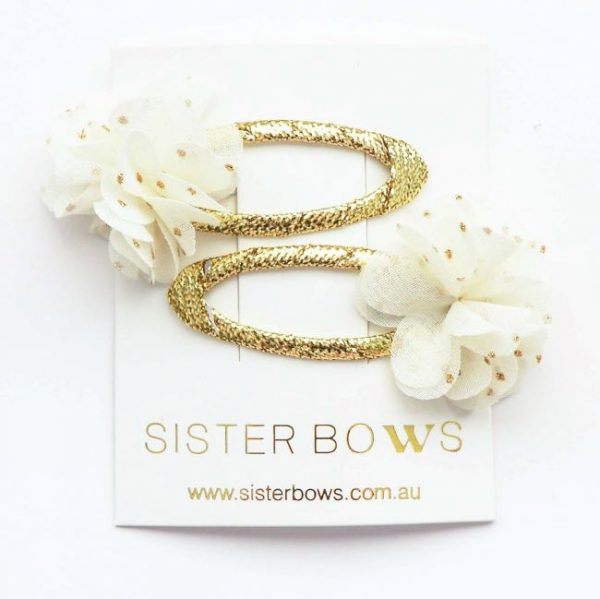 sister bows - gold flower