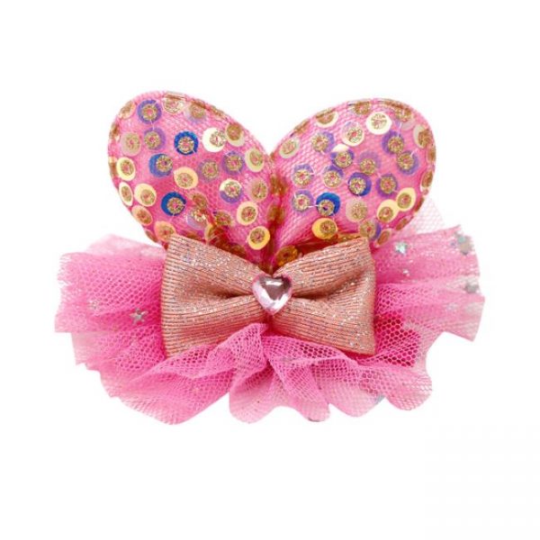 pink poppy - Bella Bunny Hot Pink Sequin Ears with Tulle Hairclips