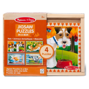 Melissa + Doug – 4 Jigsaw Puzzles in a Box: Pets