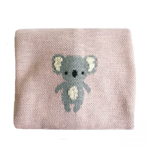 alimrose - Organic Cotton Koala Baby Blanket Pink