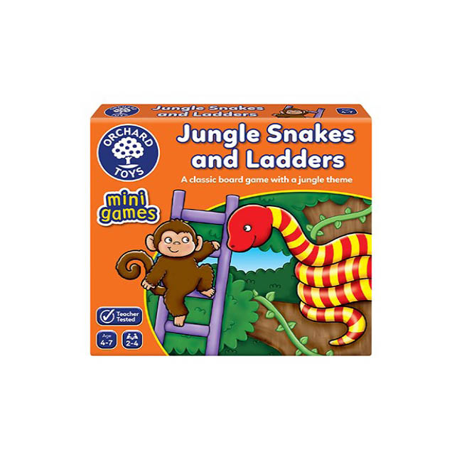 Orchard Toys Giungla Scala E Serpenti: Gioco Da Viaggio Per Bambini 4-7 Anni | Perfetto Per Imparare I Numeri In Modo Divertente!