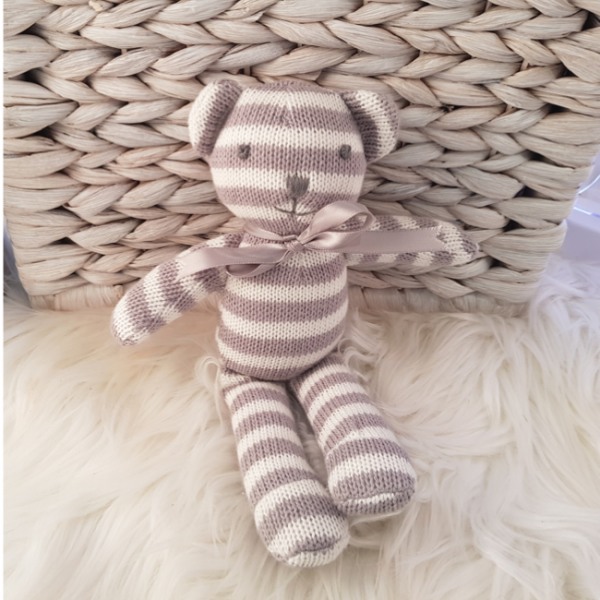 Petit vous knitted bear rattle