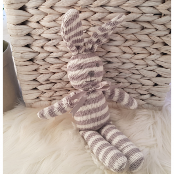 Petit vous knitted bunny rattle