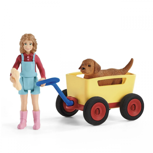 schleich puppy wagon set