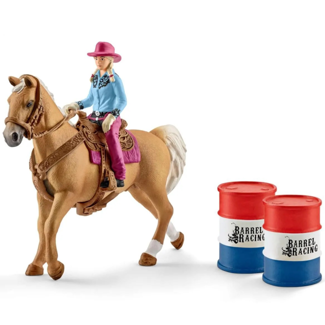 schleich barrel racing with cowgirl