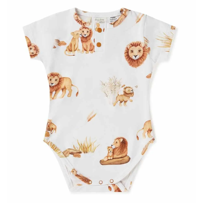 Snuggle Hunny Short Sleeve Organic Bodysuit Lion