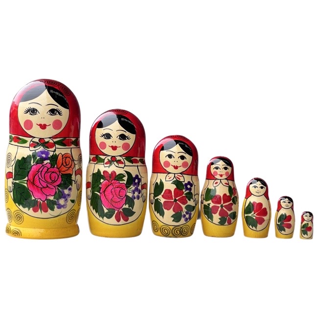 russian doll semenovo traditional 7 piece red:yellow