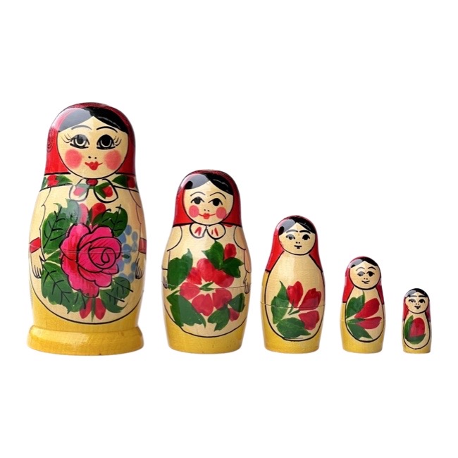 russian doll semenovo tradtional 5 piece red:yellow