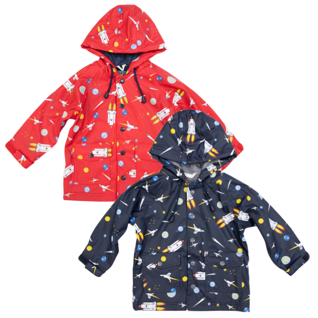 Korango – Space Rocket Print Raincoat | Little Knick Knacks