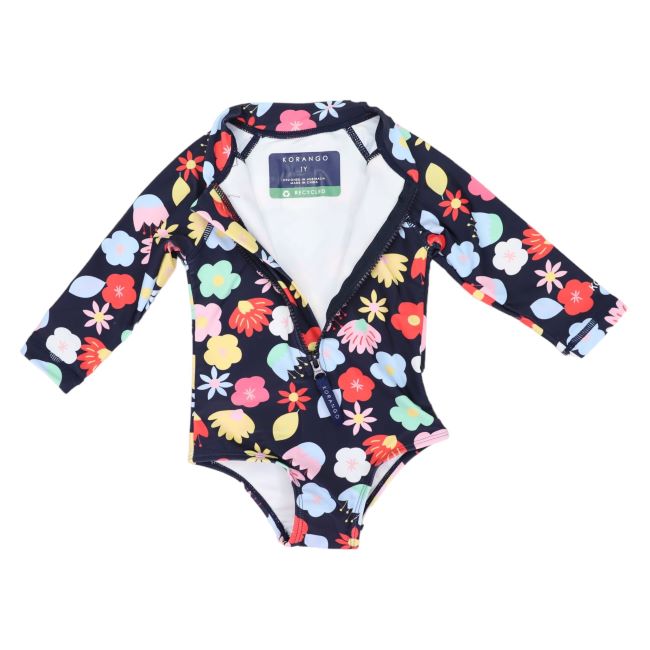 Korango – Long Sleeve Zip One Piece: Flower | Little Knick Knacks