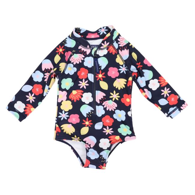 Korango – Long Sleeve Zip One Piece: Flower | Little Knick Knacks