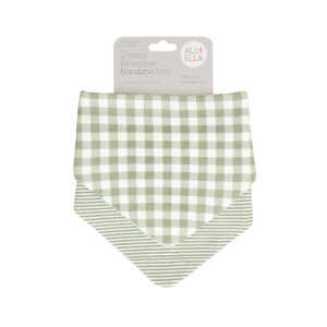 All4Ella - Bandana Bibs 2 Pack: Gingham Sage