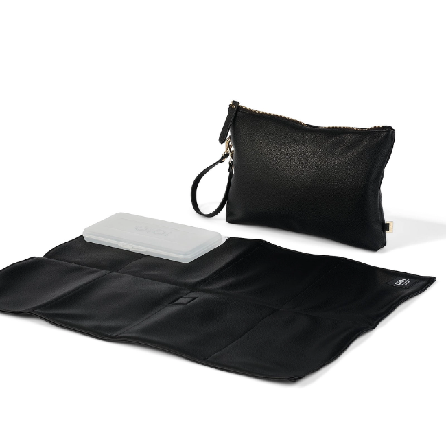 Nappy Changing Pouch - Black Vegan Leather