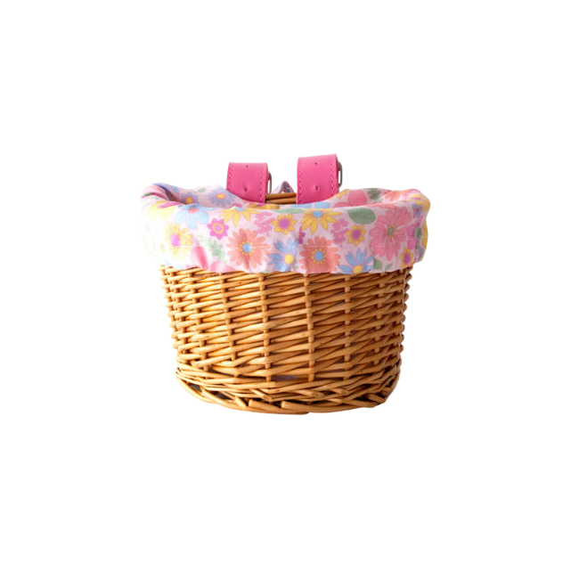 Beep - Bike + Scooter Lined Wicker Basket_ Flowers Beep - Bike + Scooter Lined Wicker Basket_ Flowers