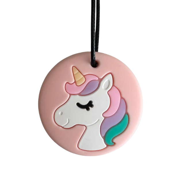 Jellystone Designs - Medium Chew Silicone Pendant_ Unicorn Peach