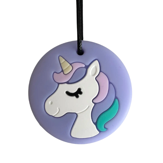 Jellystone Designs - Medium Chew Silicone Pendant_ Unicorn Purple