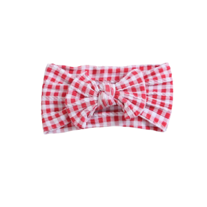 Twinkle + Bloom by Sophie - Knotted Bow Headband: Red Gingham