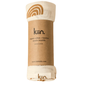 kiin - Organic Cotton + Bamboo Swaddle: Rainbow Ivory Umber