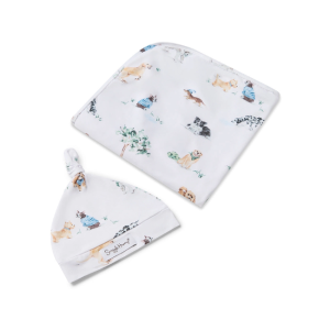 Snuggle Hunny - Organic Jersey Wrap & Beanie Set: Dog Park