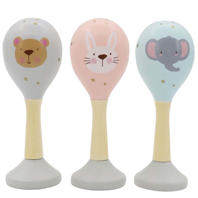 Kaper Kidz - Calm + Breezy Baby Animal Wooden Maraca Kaper Kidz - Calm + Breezy Baby Animal Wooden Maraca