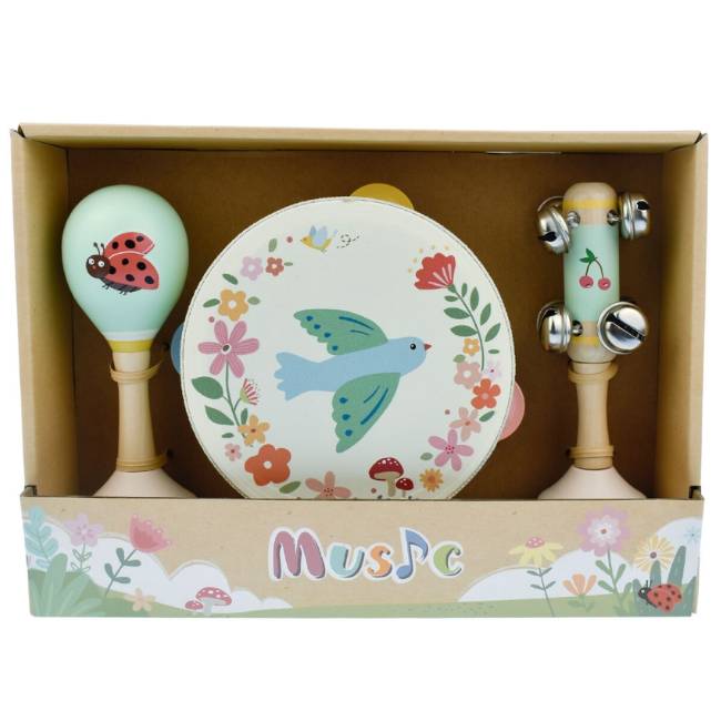 Kaper Kidz Wooden Spring Insect 3 Piece Music Set Bird