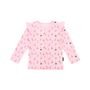 Korango - Dancing Unicorn Frill Print Tee: Pink