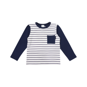 Korango - Striped Pocket Tee: Navy