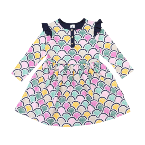 Korango - Arch Frill Print Dress: Green