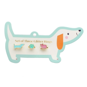 Rex London - 3 Glitter Rings: Dog, Paw, + Cat