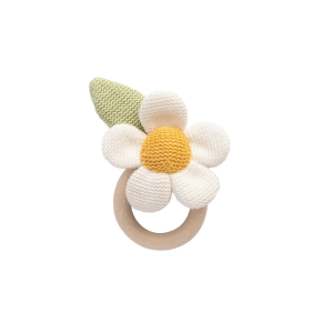 Living Textiles - Teething Ring Rattle: Daisy