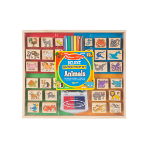 Melissa + Doug - Deluxe Wooden Stamps Set: Animals