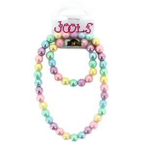 Jools - Bracelet + Necklace Set: Pearlised Pastel Rainbow