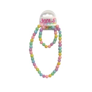 Jools - Bracelet + Necklace Set: Pearlised Pastel Rainbow