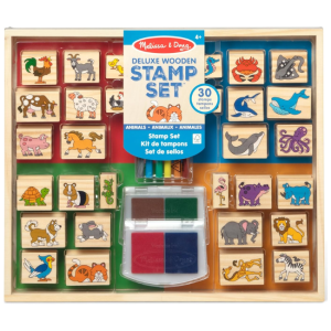 Melissa + Doug - Deluxe Wooden Stamps Set: Animals