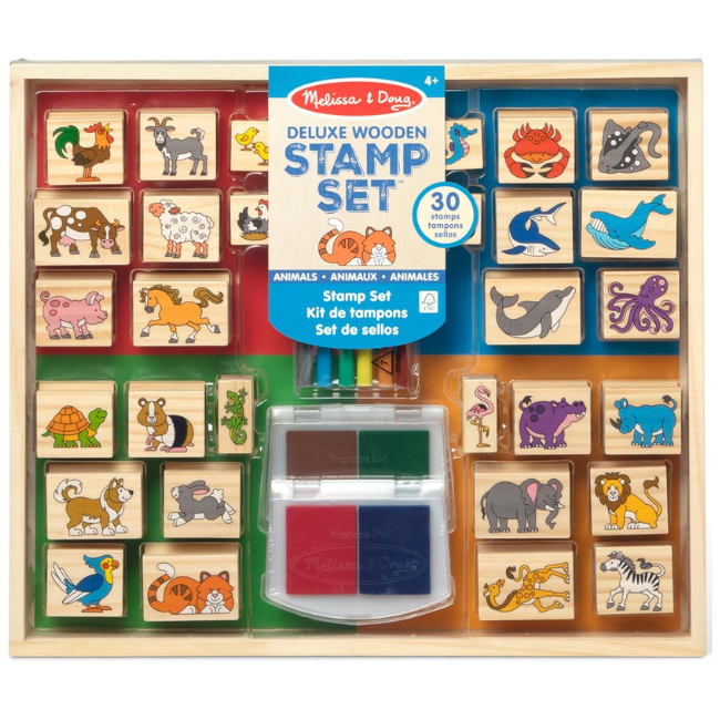 Melissa + Doug - Deluxe Wooden Stamps Set Animals