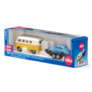 Siku - 1:50 Scale: VW T1 with Trailer + VW Beetle