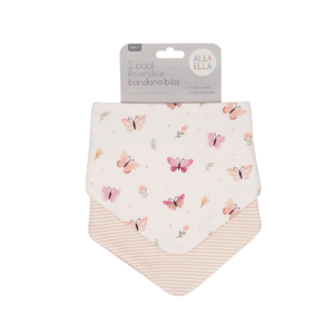 All4Ella - Bandana Bibs 2 Pack: Sweet Butterfly