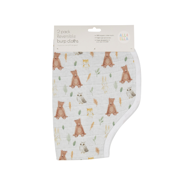 all4ella Burp Cloth 2pk - Forest Friends all4ella Burp Cloth 2pk - Forest Friends