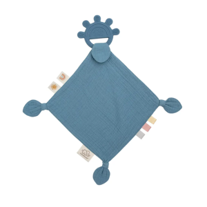 Playground - Silicone Muslin Comfort Teether: Steel Blue