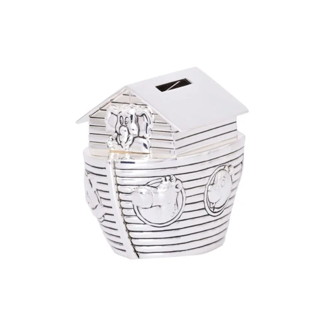 Silver Money Box - Noah's Ark