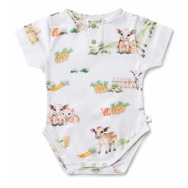 Snuggle Hunny Short Sleeve Organic Bodysuit Farm