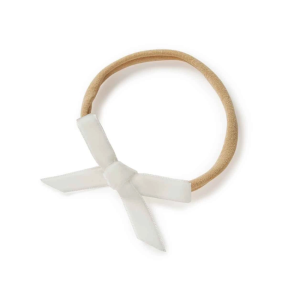 Snuggle Hunny - Velvet Bow Baby Headband: White