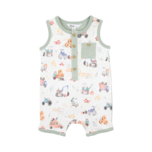 Bebe - Clayton: Print Sheep Short Sleeve Romper