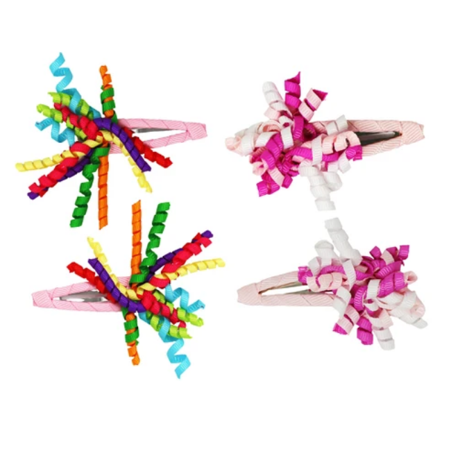 pink poppy Curly Ribbon Hair Clip hcg220 pink poppy Curly Ribbon Hair Clip hcg220